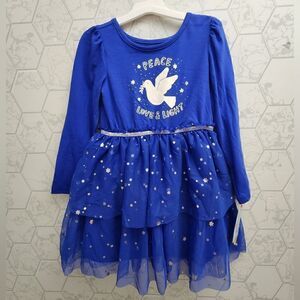 Nwt Royal Blue Hanukkah Long Sleeve Tutu Dress, Cat & Jack